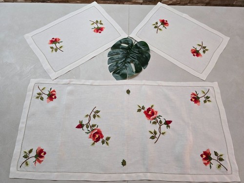 3er set handbestickte zentren - set,